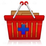 Red Shopping Basket with Blue Cross